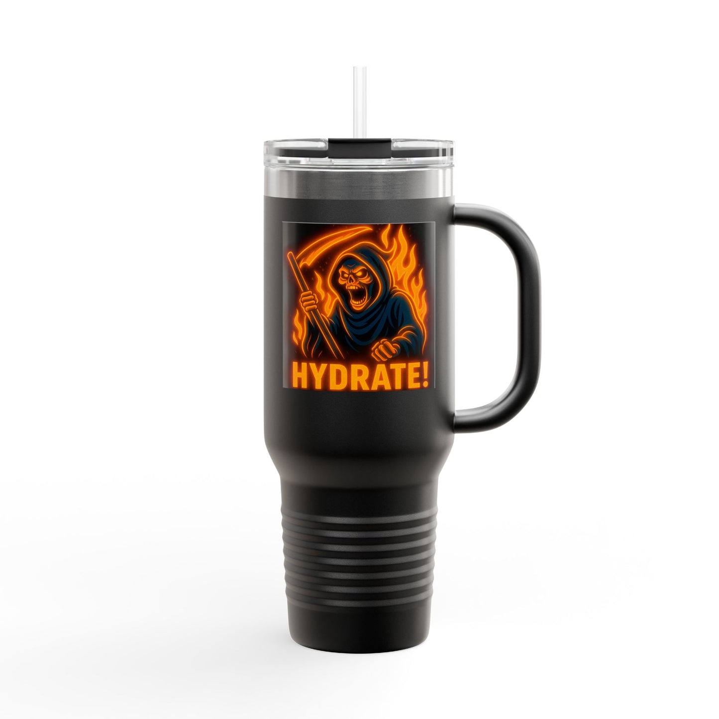 Insulated Travel Mug, Grim Reaper, Stainless Steel, Jumbo, Tumbler 40oz, with Lid and Straw, Polar Camel,