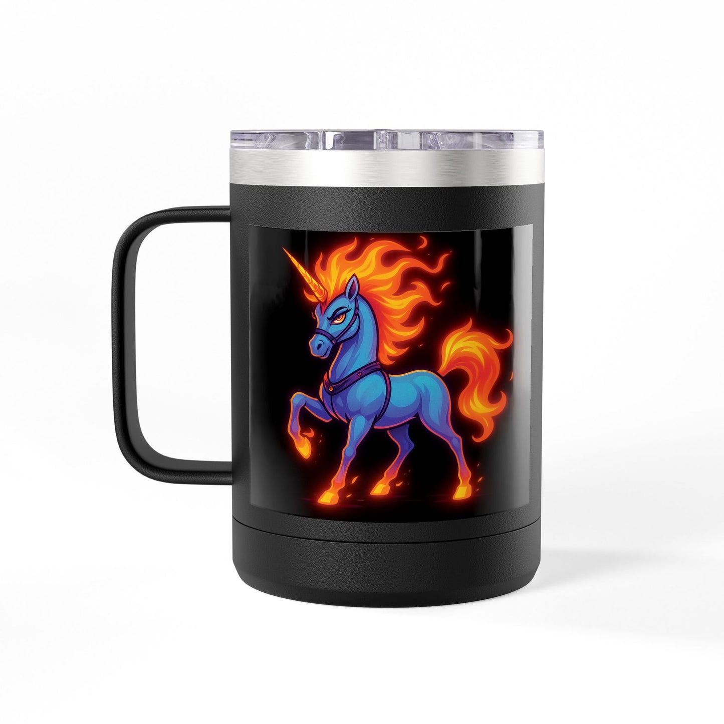 Fiya Unicorn Coffee Mug Tumbler 15oz, stainless steel, Double-wall insulated, Polar Camel
