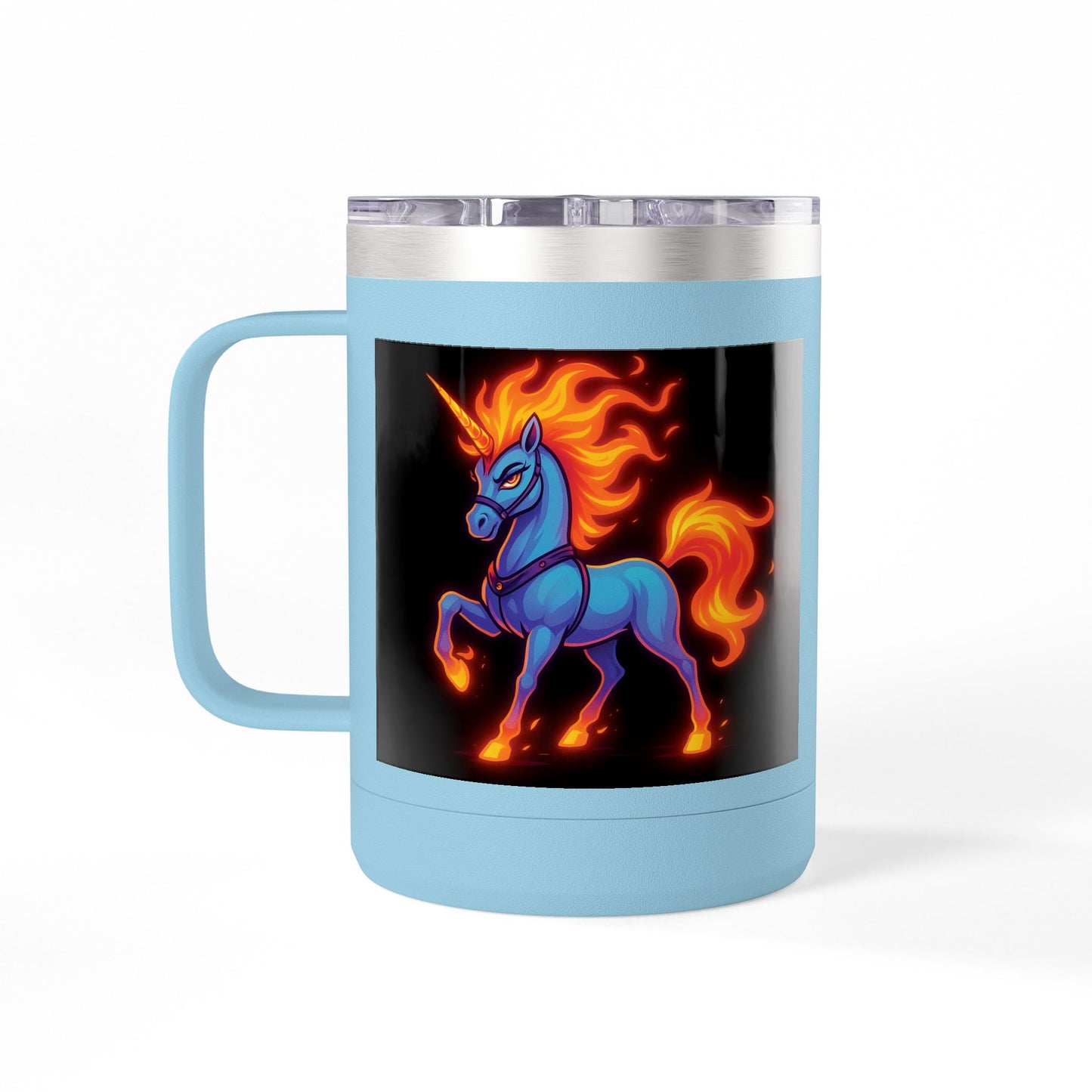 Fiya Unicorn Coffee Mug Tumbler 15oz, stainless steel, Double-wall insulated, Polar Camel