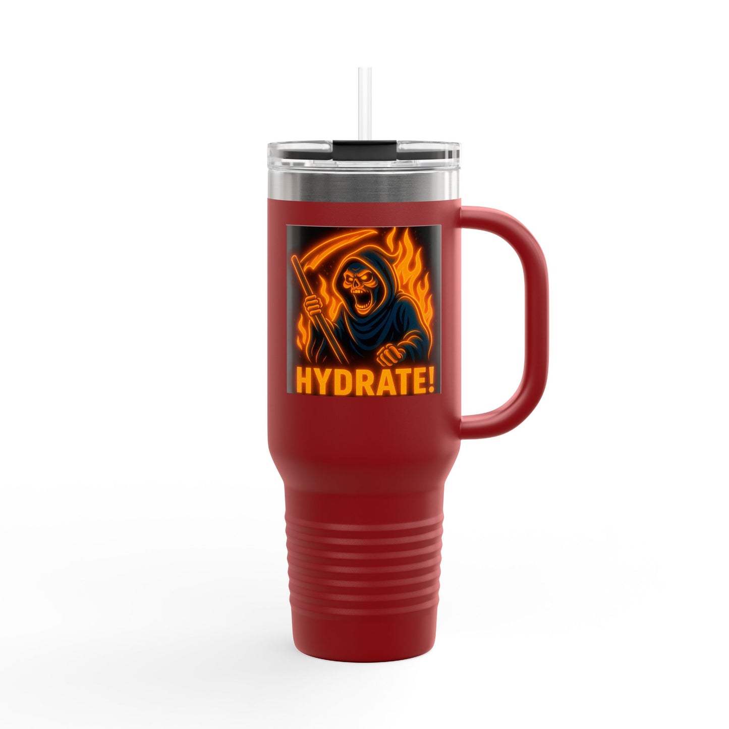Insulated Travel Mug, Grim Reaper, Stainless Steel, Jumbo, Tumbler 40oz, with Lid and Straw, Polar Camel,