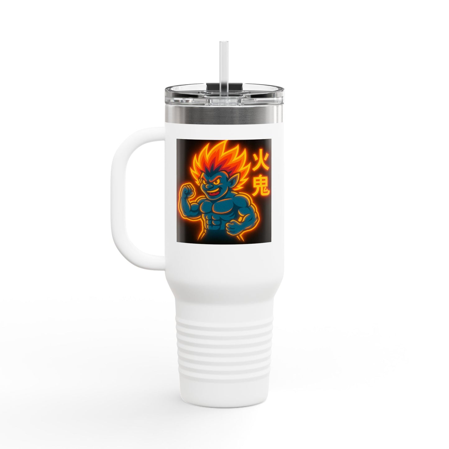 Fiya Trolls Vibrant Insulated Travel Mug with Fun Anime Graphic Designs, Perfect for Hydration on the Go, Great Gift for Adventurers and Grim Reaper Fans