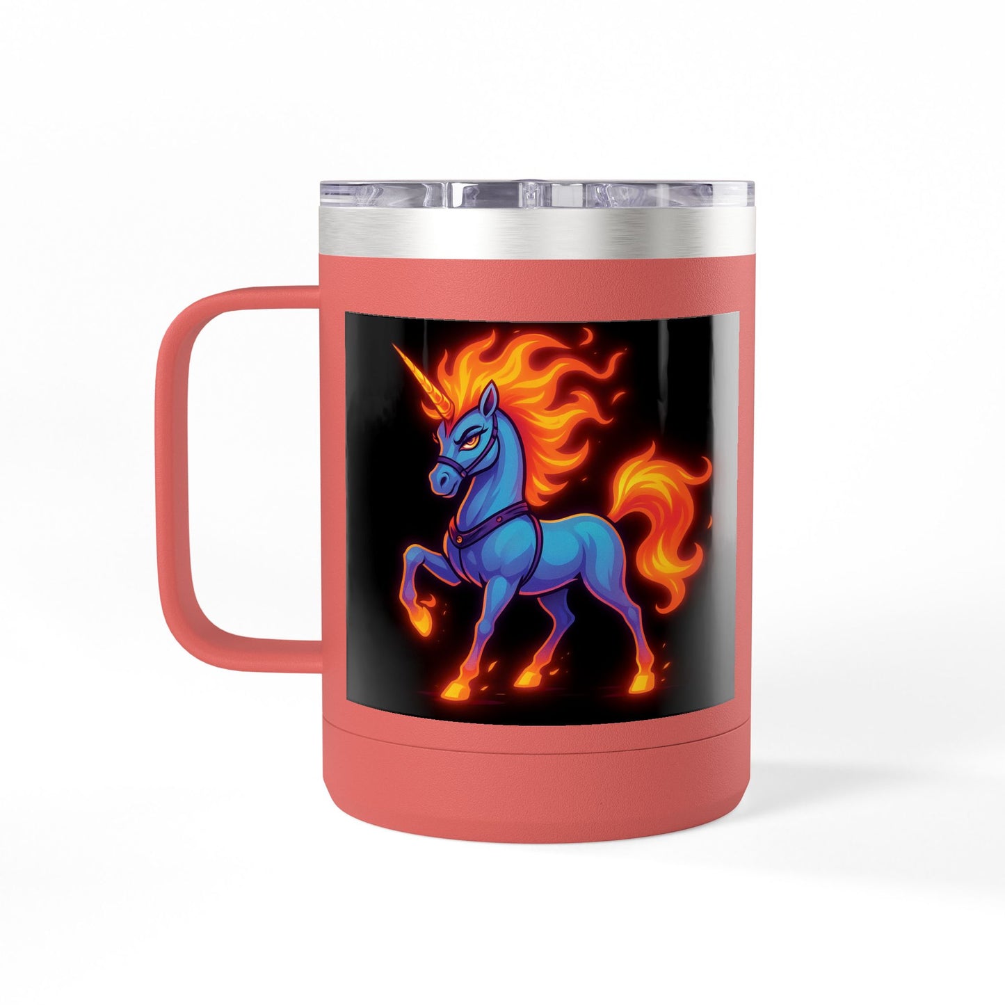 Fiya Unicorn Coffee Mug Tumbler 15oz, stainless steel, Double-wall insulated, Polar Camel