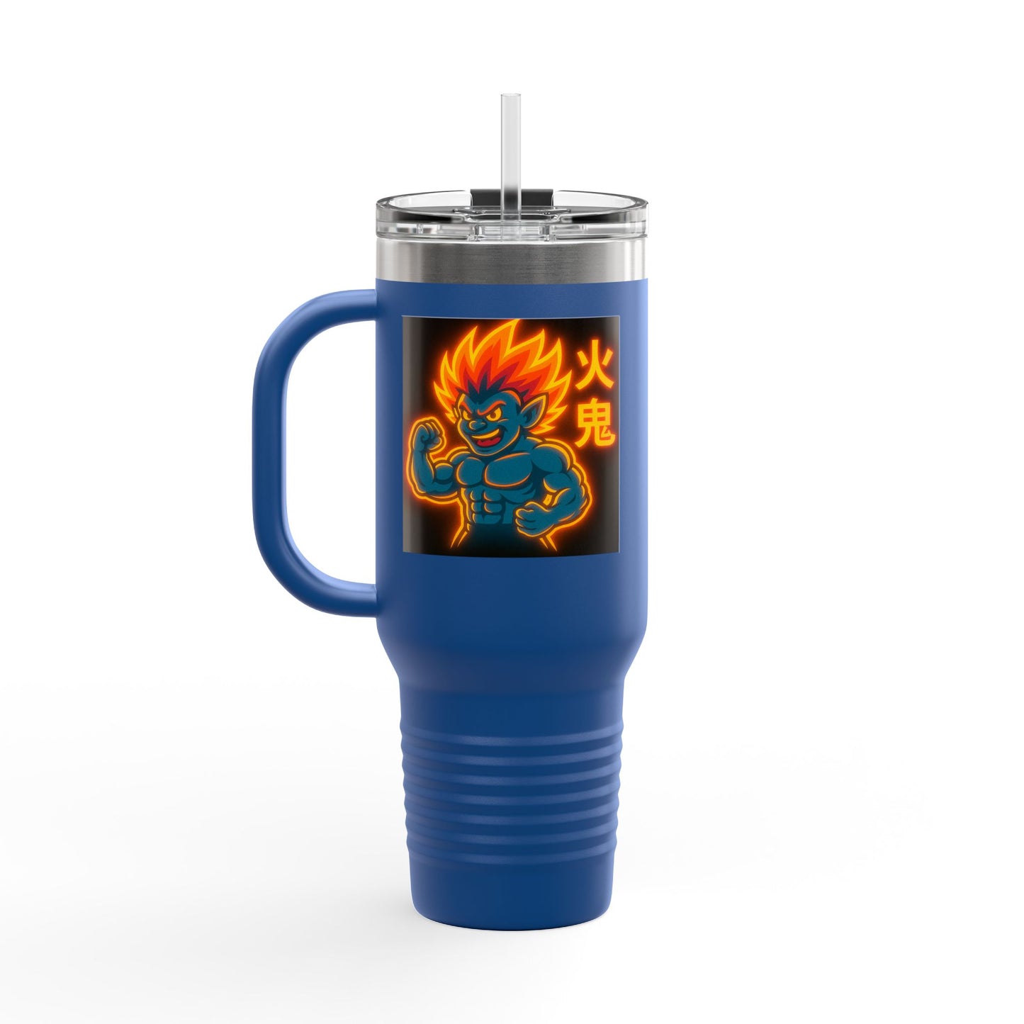 Fiya Trolls Vibrant Insulated Travel Mug with Fun Anime Graphic Designs, Perfect for Hydration on the Go, Great Gift for Adventurers and Grim Reaper Fans
