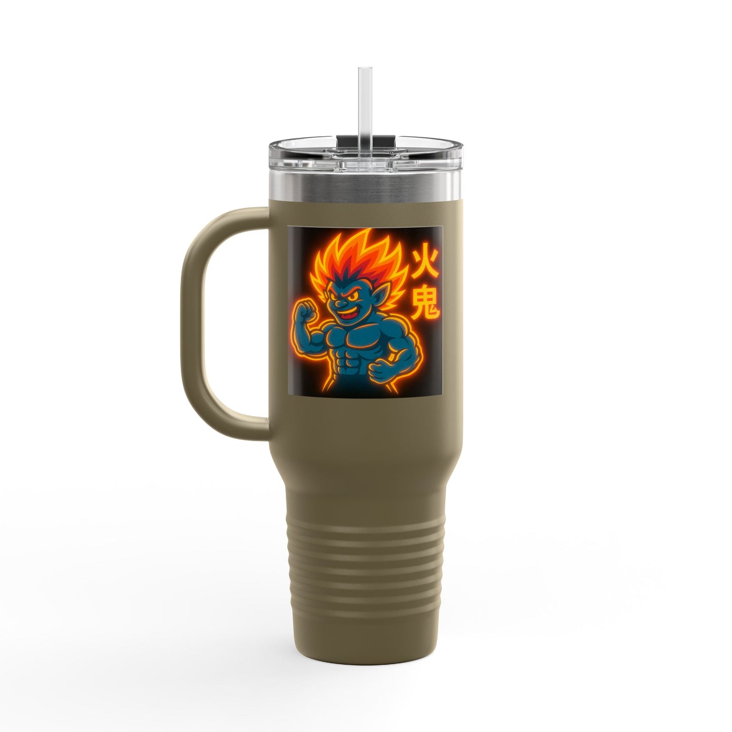 Fiya Trolls Vibrant Insulated Travel Mug with Fun Anime Graphic Designs, Perfect for Hydration on the Go, Great Gift for Adventurers and Grim Reaper Fans