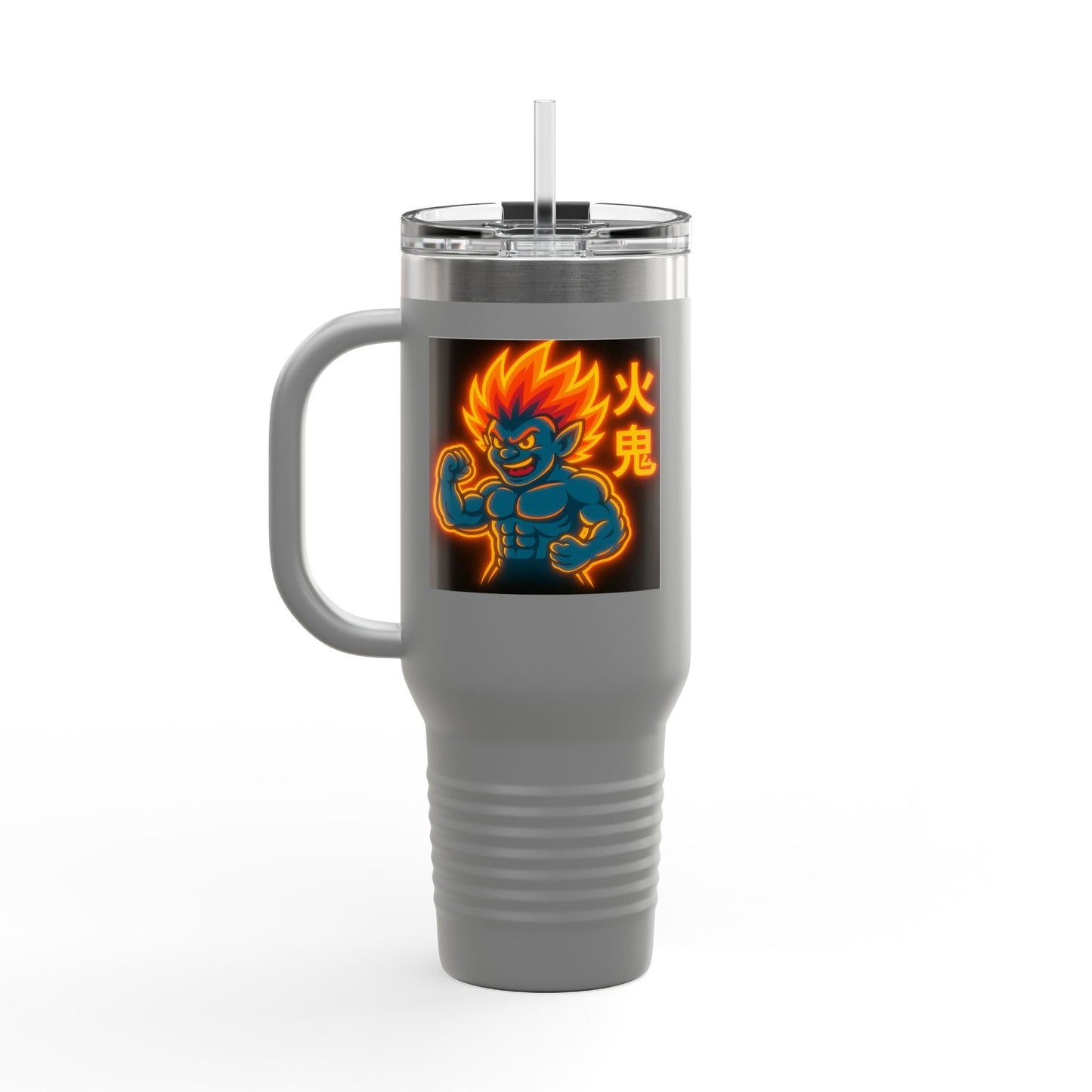 Fiya Trolls Vibrant Insulated Travel Mug with Fun Anime Graphic Designs, Perfect for Hydration on the Go, Great Gift for Adventurers and Grim Reaper Fans