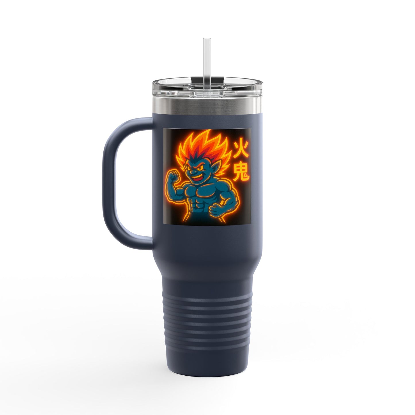 Fiya Trolls Vibrant Insulated Travel Mug with Fun Anime Graphic Designs, Perfect for Hydration on the Go, Great Gift for Adventurers and Grim Reaper Fans