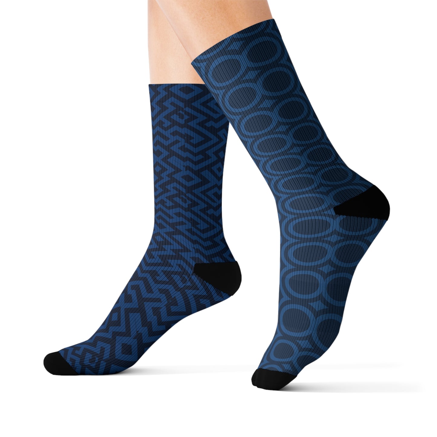 Calcetines Signal:Lock – Calcetines deportivos geométricos azules | Calcetines estampados | Calcetines deportivos elegantes, regalo de moda para él, ropa de moda para ella, calcetines cómodos para cualquier ocasión