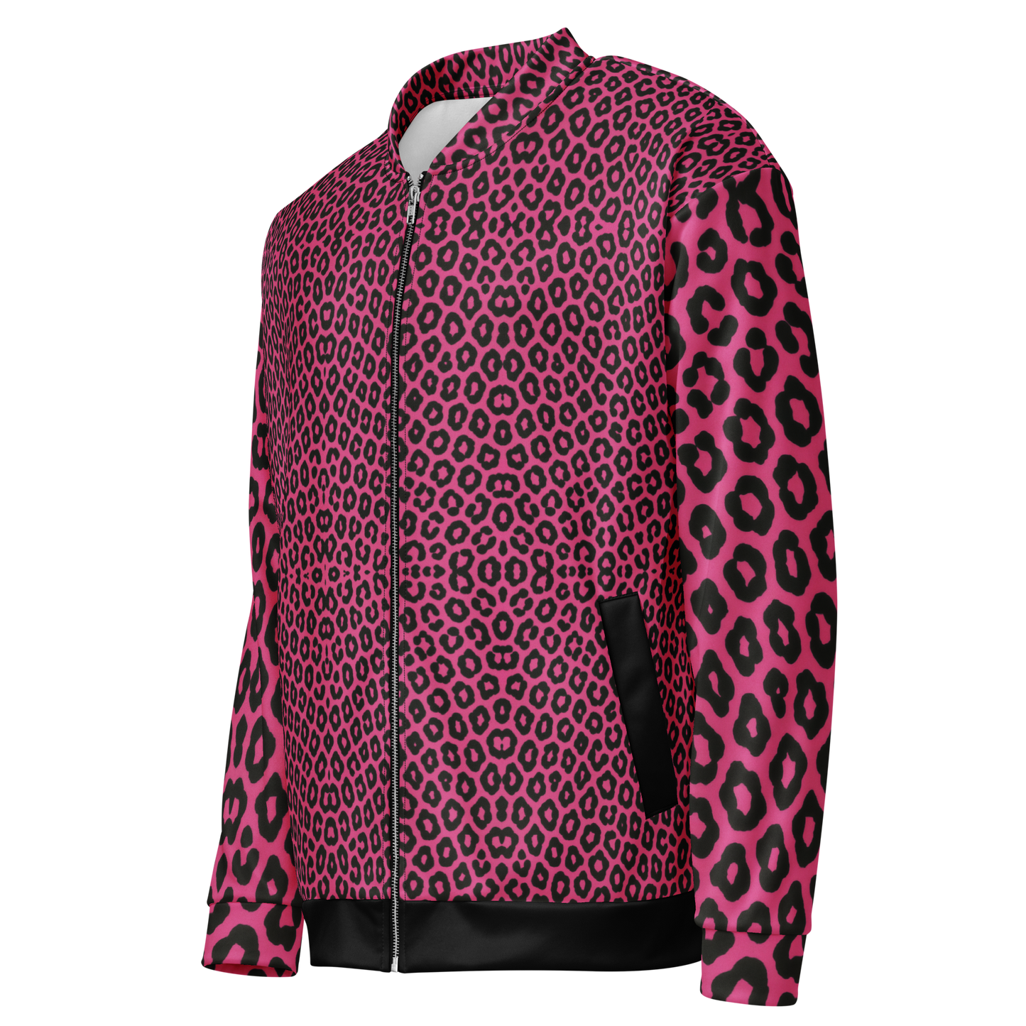 Pink Leopard Print Unisex Bomber Jacket