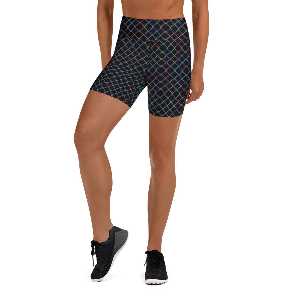 Fishnet Glitch Yoga Shorts