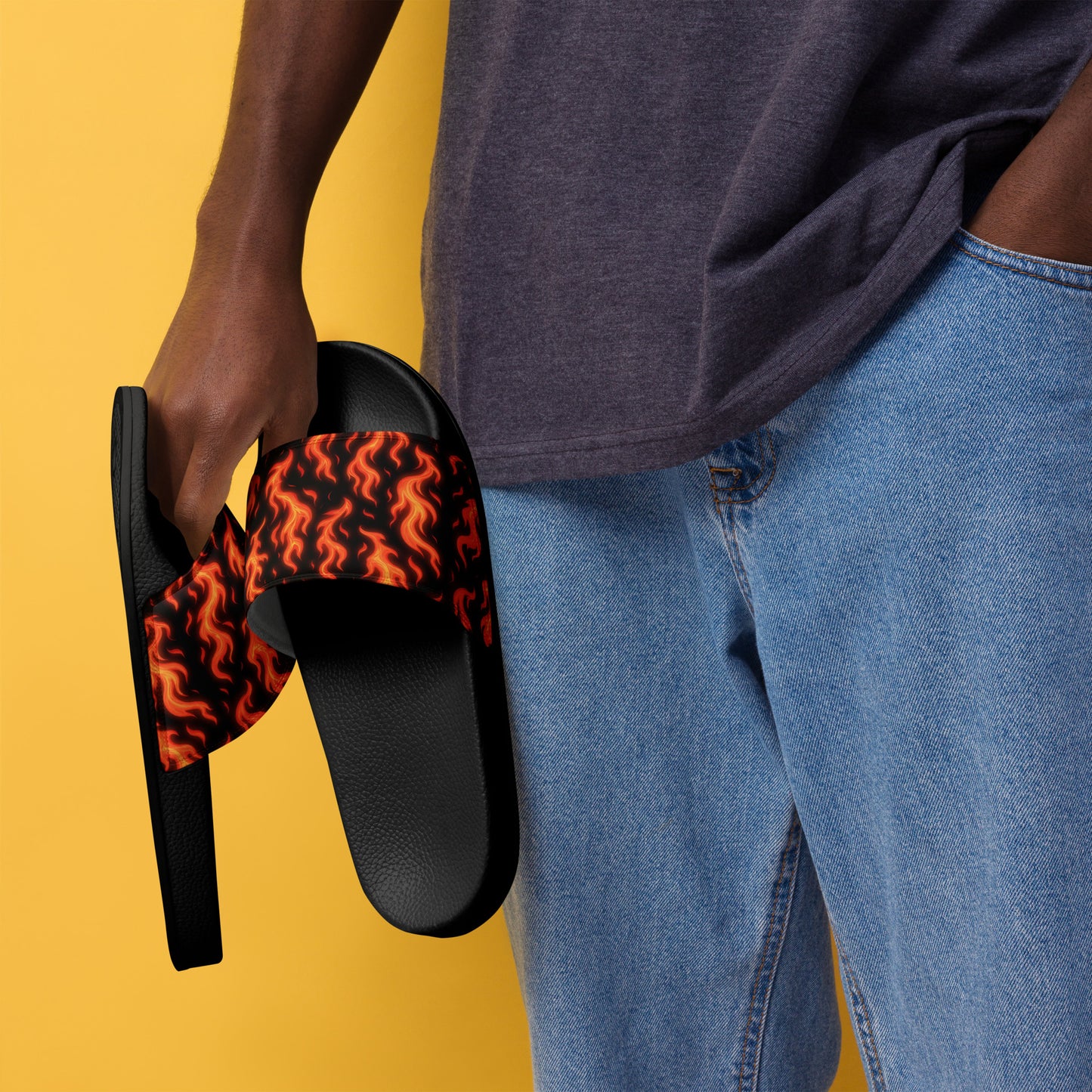 Hot Men’s slides stylish fire design open-toed shoes
