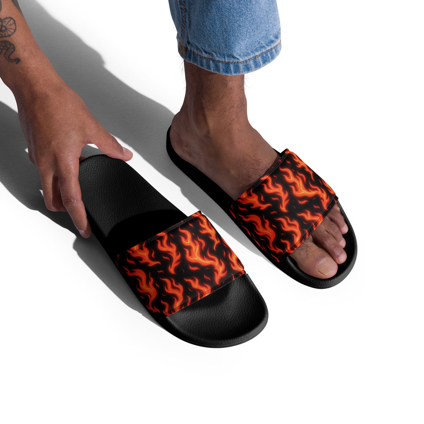 Hot Men’s slides stylish fire design open-toed shoes
