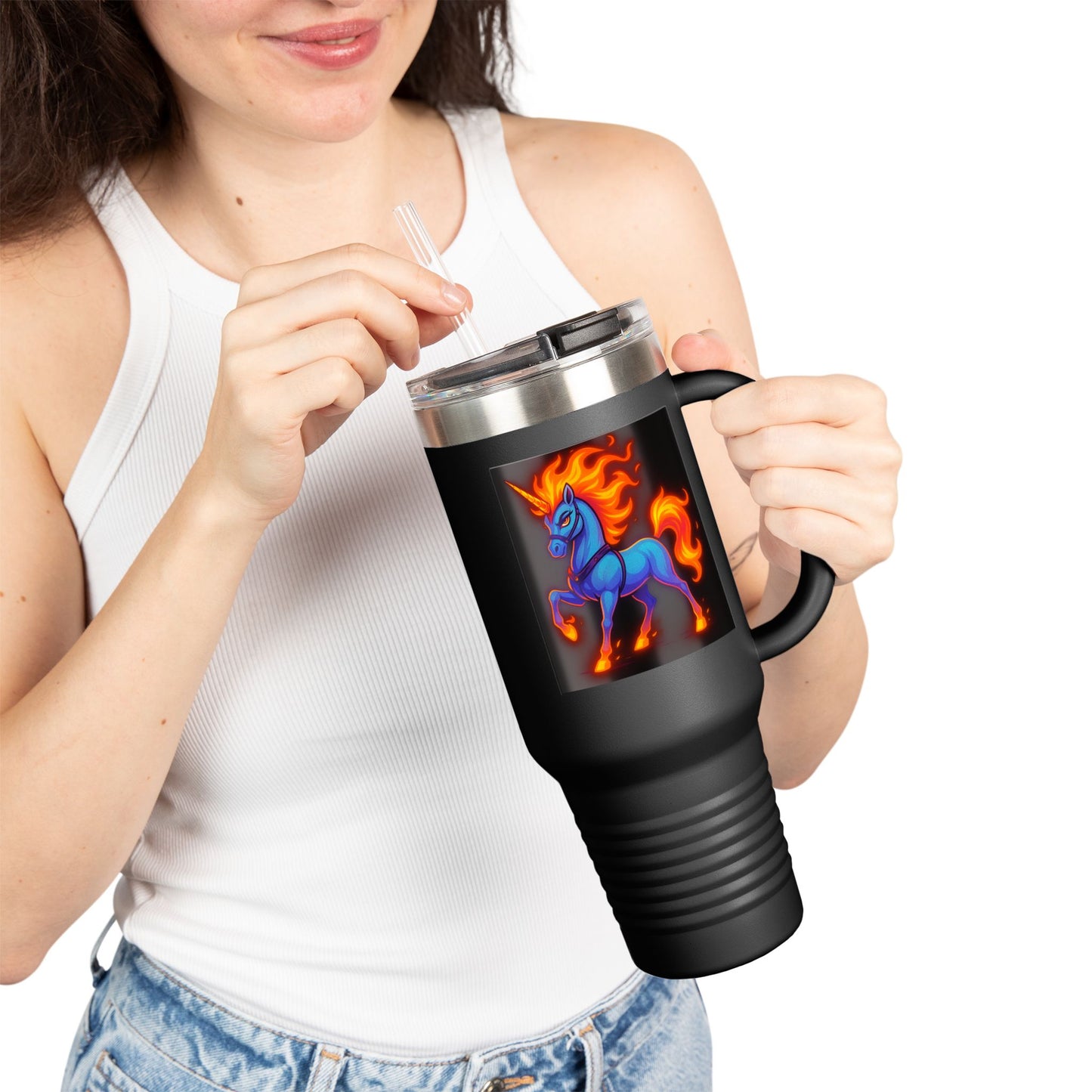 Travel Mug - Flaming Unicorn Design