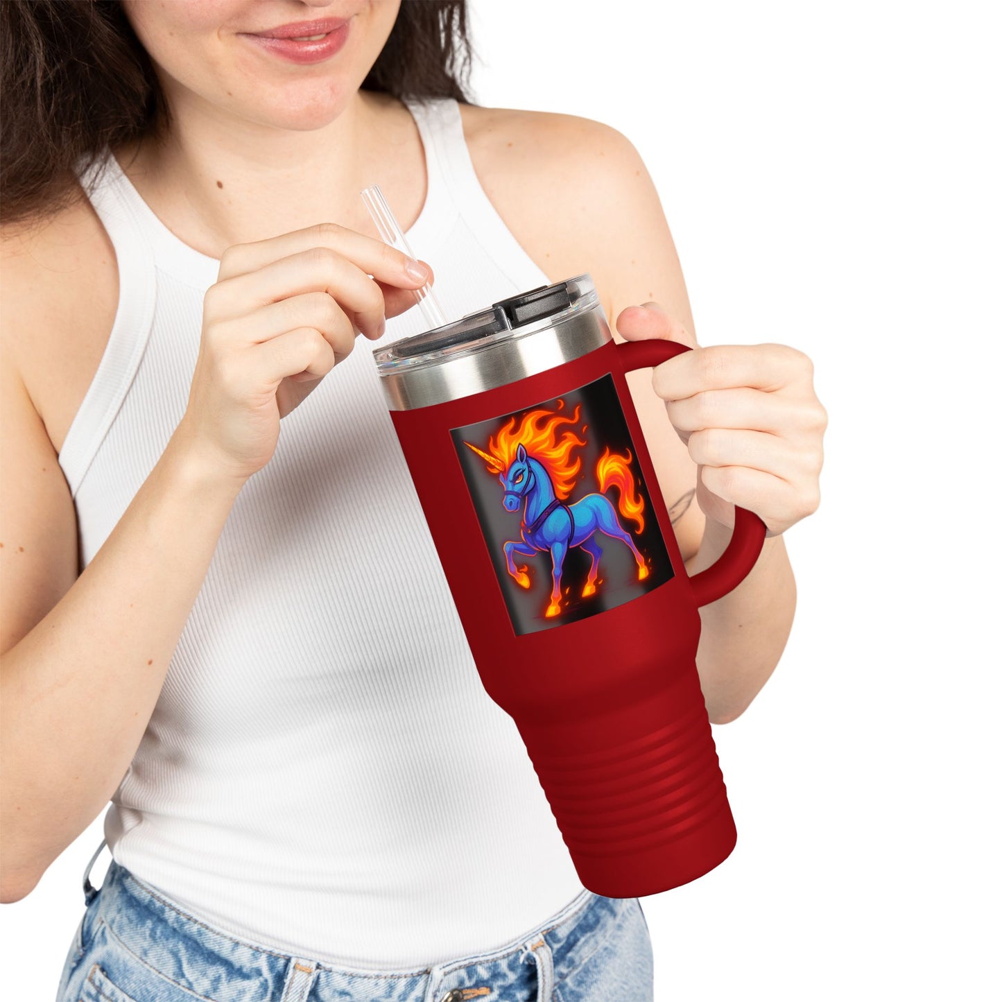 Travel Mug - Flaming Unicorn Design