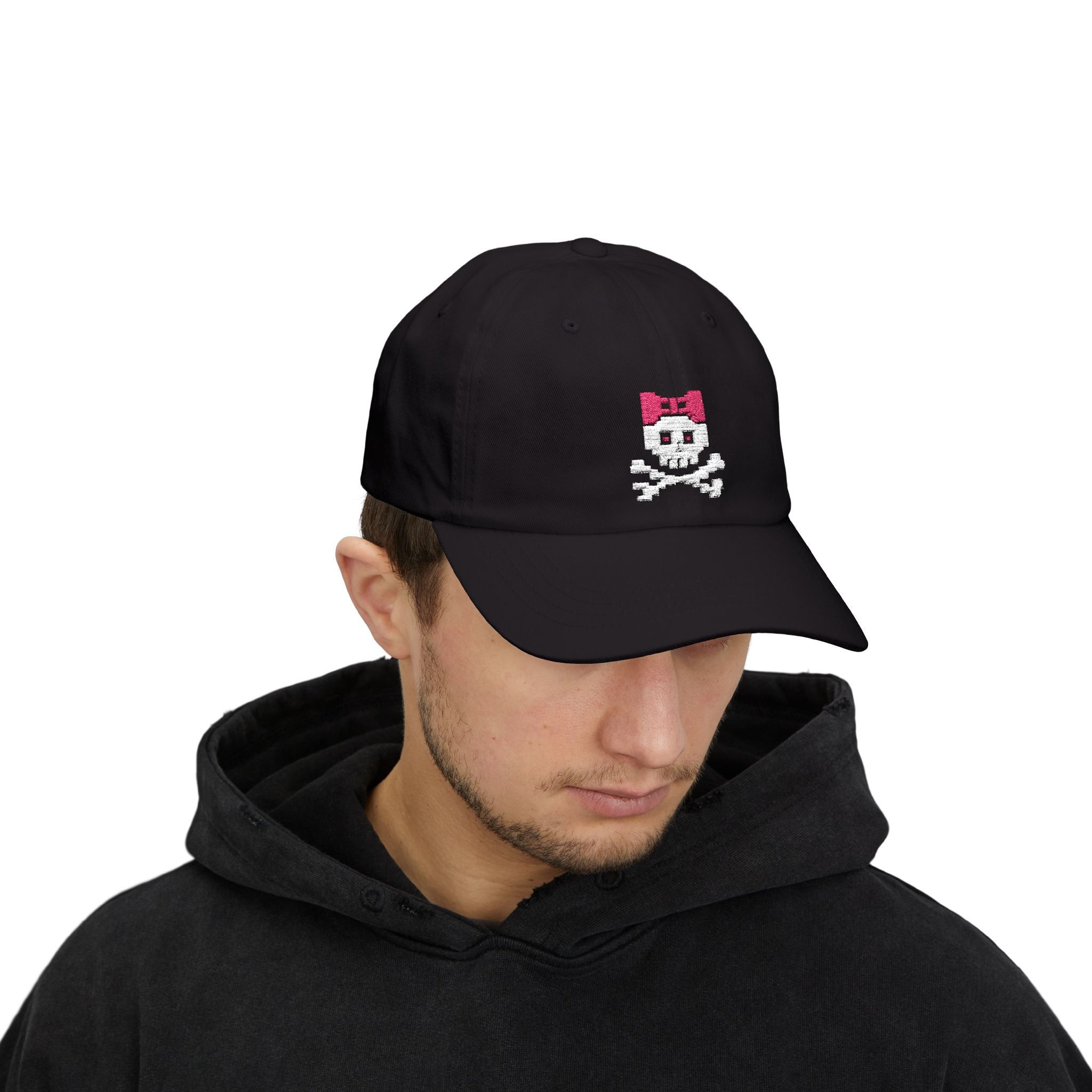 Skull & Bow Dad Cap — Cute Pirate Skull Embroidered Baseball Hat