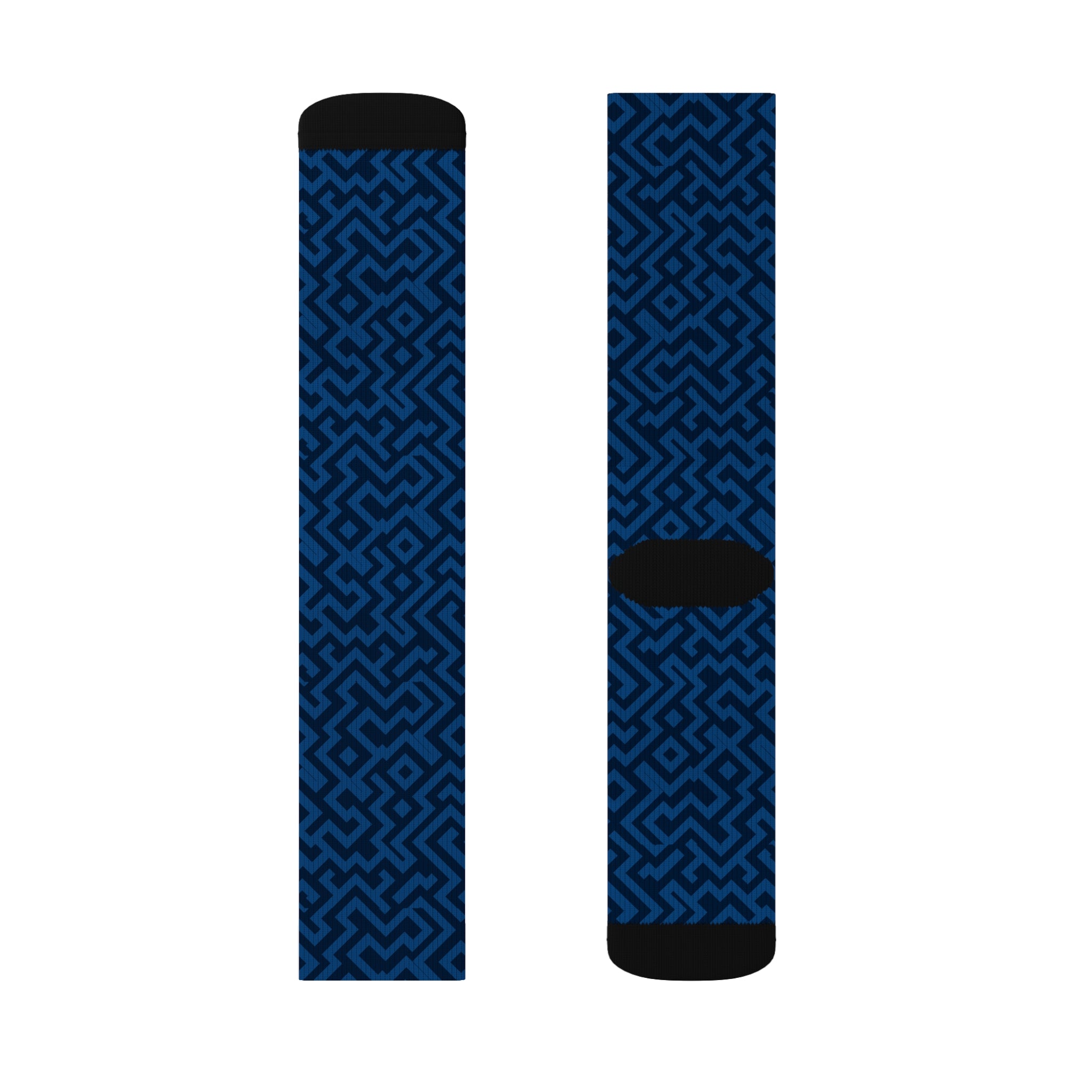 Signal:Lock Socks – Geometric Blue Crew Socks | Pattern Socks | Stylish Athletic Crew Socks, Trendy Gift for Him, Fashion Wear for Her, Cozy Socks for All Occasions