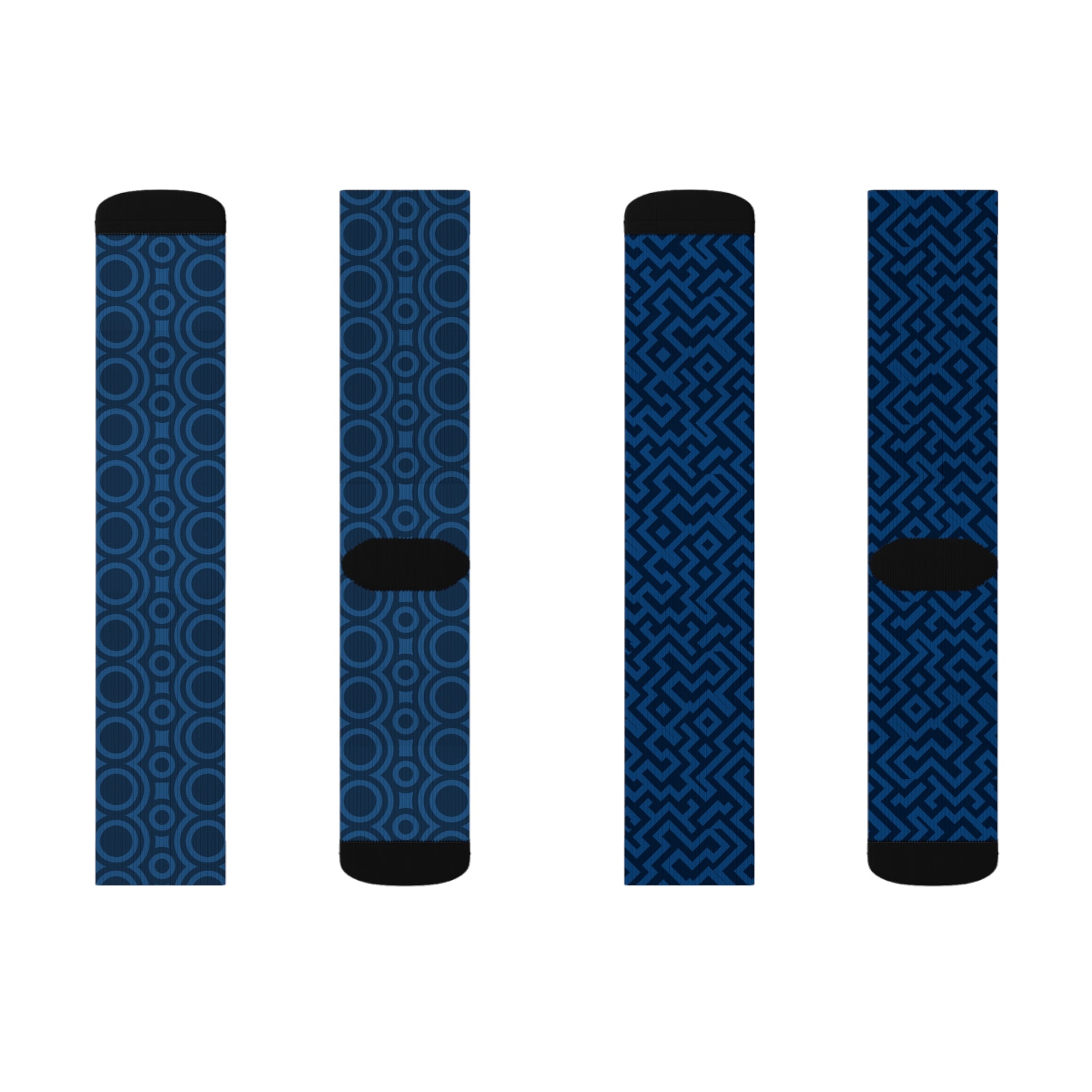 Signal:Lock Socks – Geometric Blue Crew Socks | Pattern Socks | Stylish Athletic Crew Socks, Trendy Gift for Him, Fashion Wear for Her, Cozy Socks for All Occasions