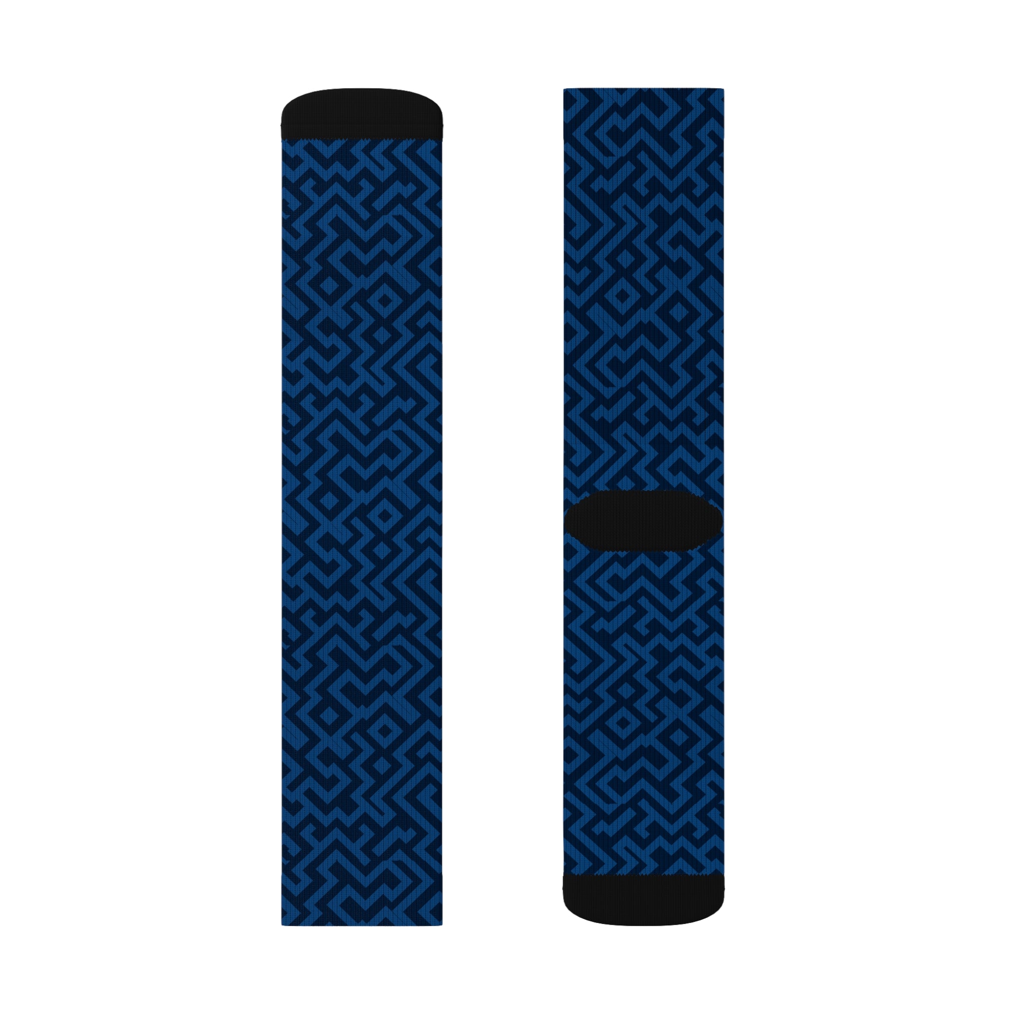 Signal:Lock Socks – Geometric Blue Crew Socks | Pattern Socks | Stylish Athletic Crew Socks, Trendy Gift for Him, Fashion Wear for Her, Cozy Socks for All Occasions