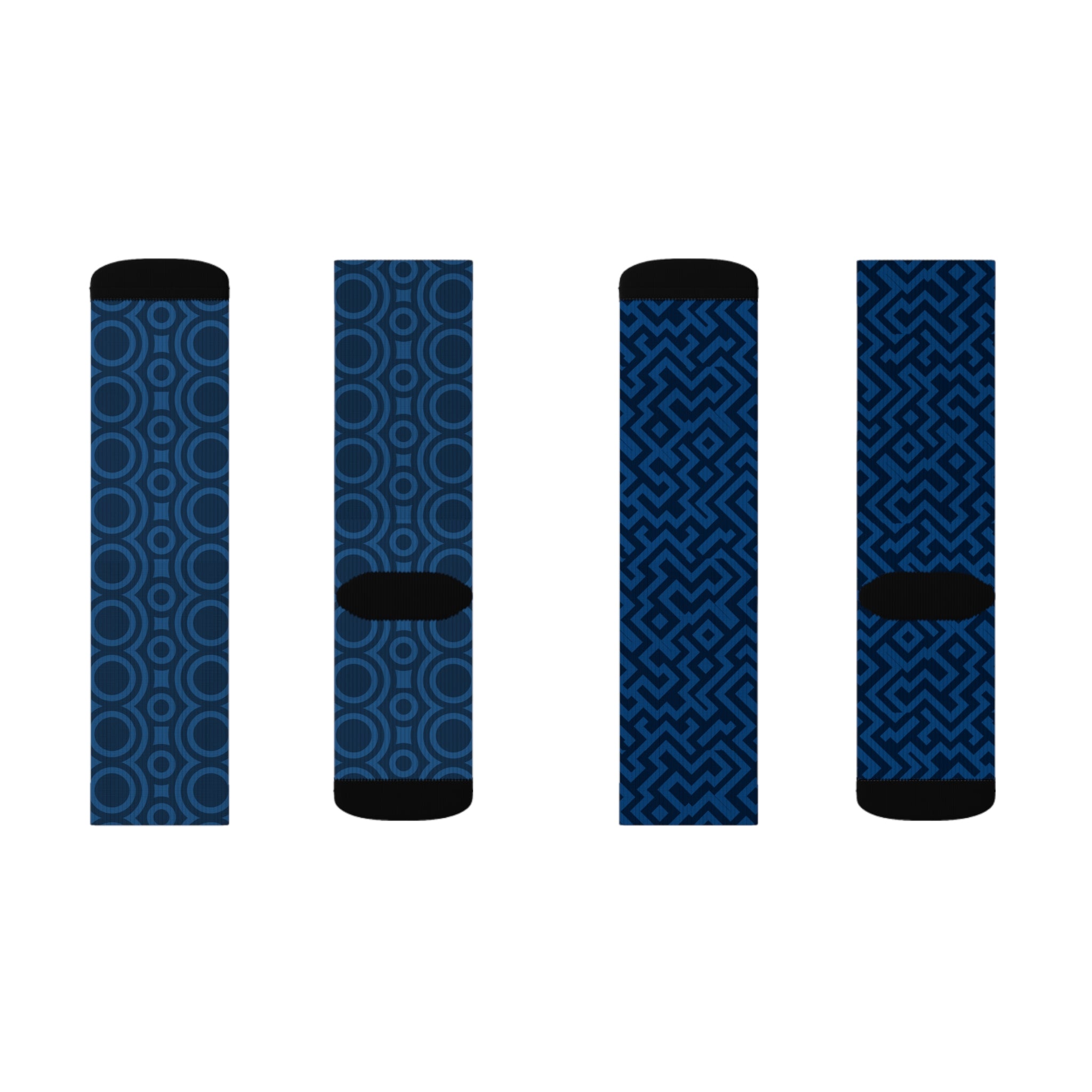 Signal:Lock Socks – Geometric Blue Crew Socks | Pattern Socks | Stylish Athletic Crew Socks, Trendy Gift for Him, Fashion Wear for Her, Cozy Socks for All Occasions