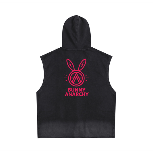 Bunny Anarchy Vintage Washed Zip-Up Hooded Tank Top