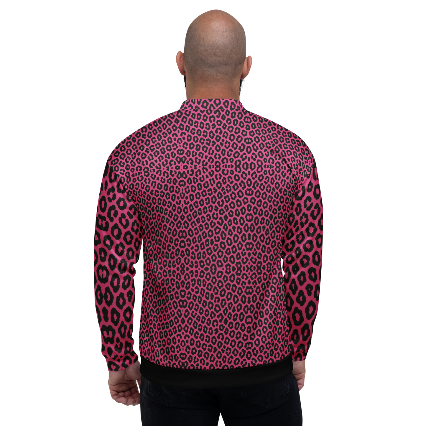 Pink Leopard Print Unisex Bomber Jacket