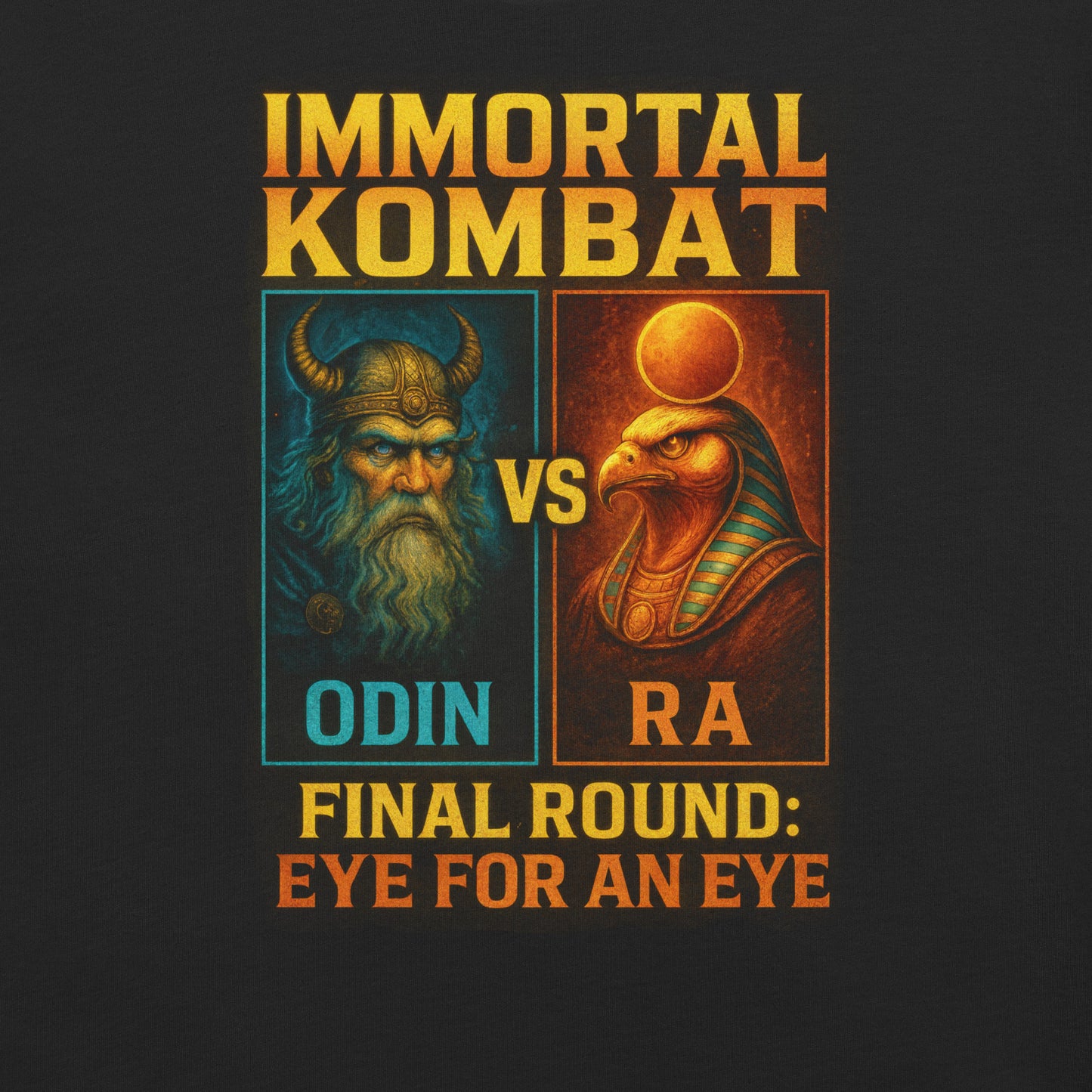 IMMORTAL KOMBAT redux – Odin vs. Ra Graphic Tee (Bella+Canvas 3001) Premium, Mens, Unisex T-Shirt