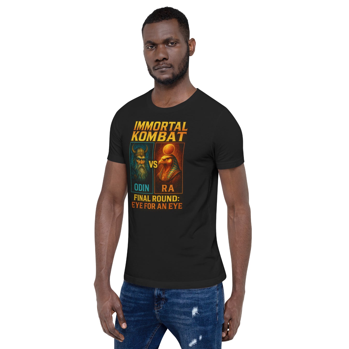 IMMORTAL KOMBAT redux – Odin vs. Ra Graphic Tee (Bella+Canvas 3001) Premium, Mens, Unisex T-Shirt