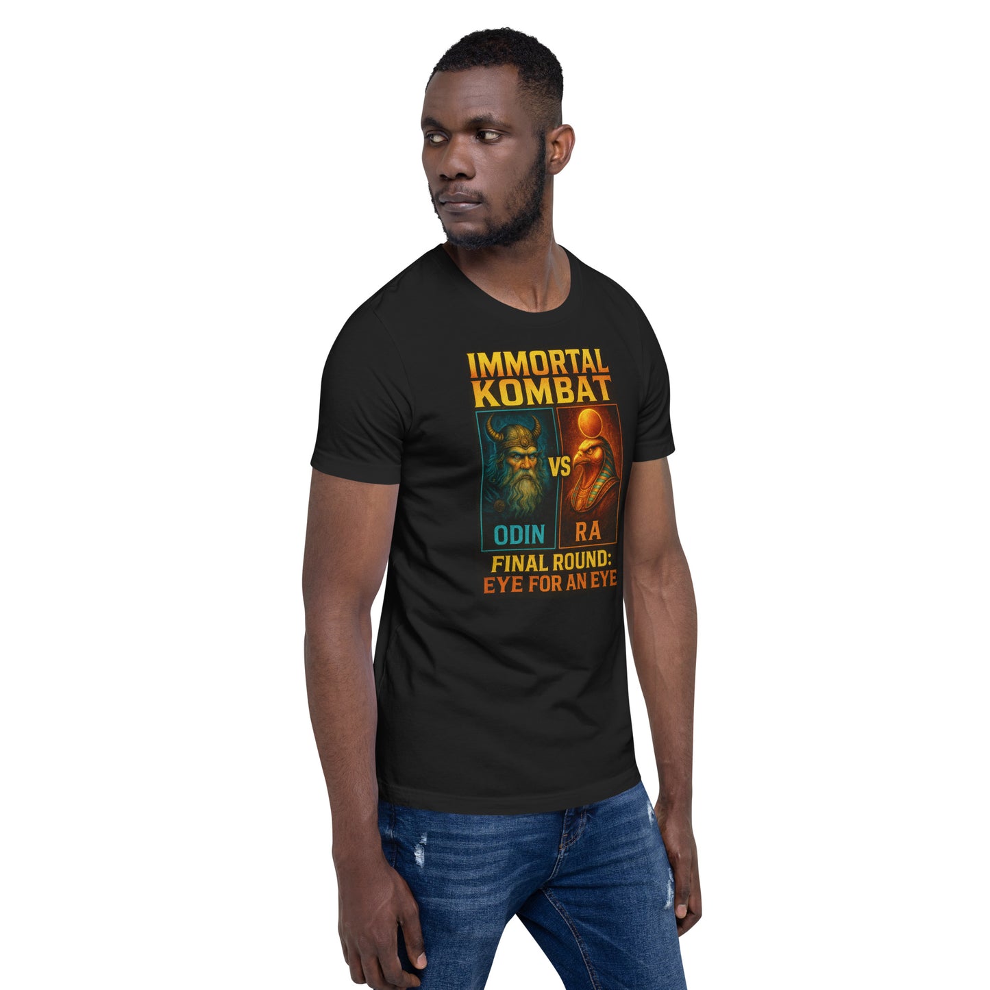 IMMORTAL KOMBAT redux – Odin vs. Ra Graphic Tee (Bella+Canvas 3001) Premium, Mens, Unisex T-Shirt